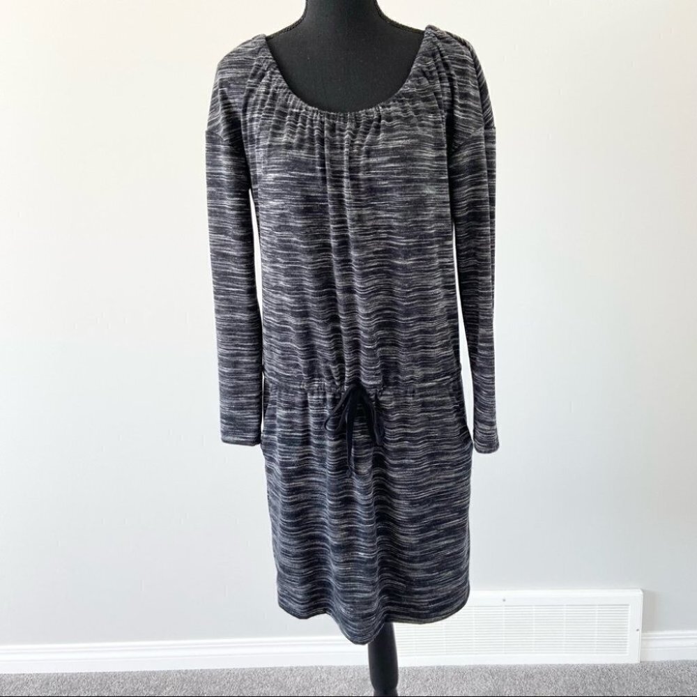 Loft Space Dye Scoop Neck Casual Dress Waist  Tie